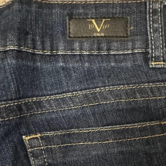 Versace Dark Blue Distressed Cropped Jeans - Picture 4 of 6